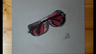 How to draw a sunglasses - Timelapse