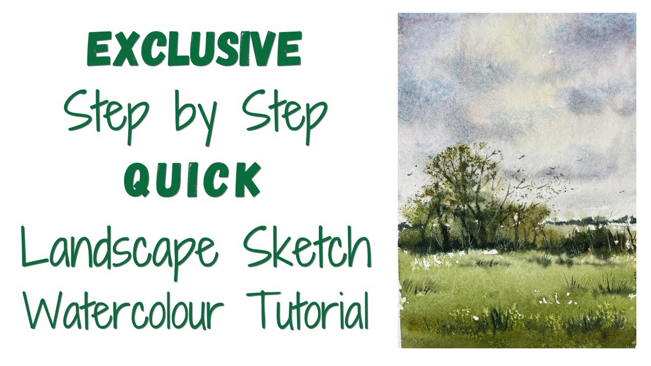 Exclusive Step by Step Landscape Sketch Watercolour Tutorial - YouTube