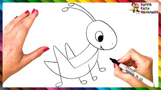 How To Draw A Grasshopper Step By Step ? Grasshopper Drawing Easy