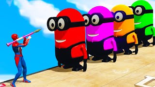 Gta 5 Water Ragdolls Spiderman Vs Red Minion Vs Blue Minion Gta5 Euphoria Physics Funny Moments