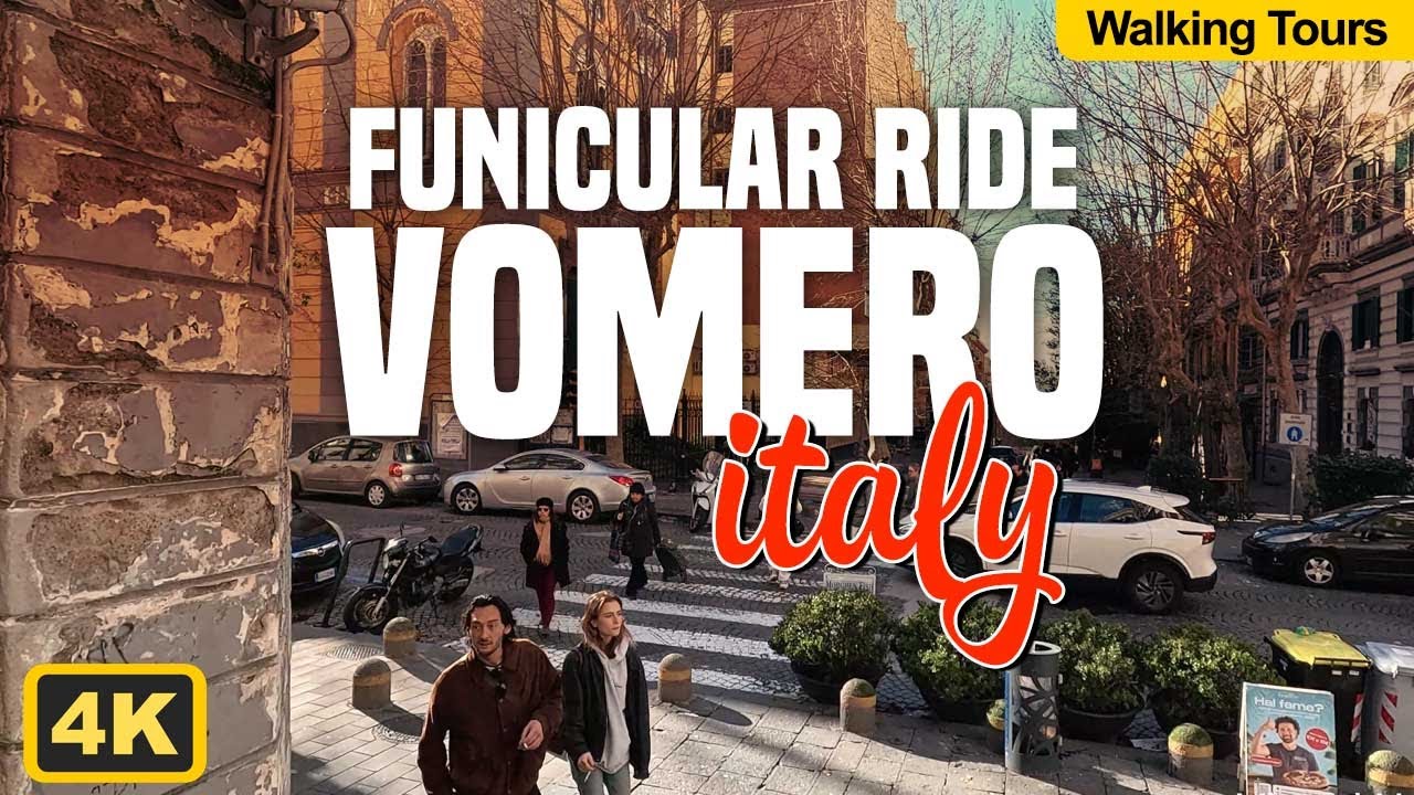 Naples Vomero Walking Tour 4K UHD  Funicular Ride Vomero 🇮🇹