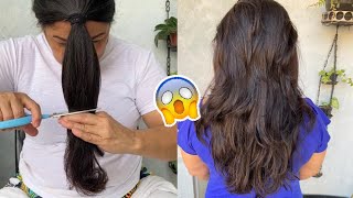 Como Cortei Meu Cabelo Repicado Sozinha! 😍 Cortar o cabelo em casa!