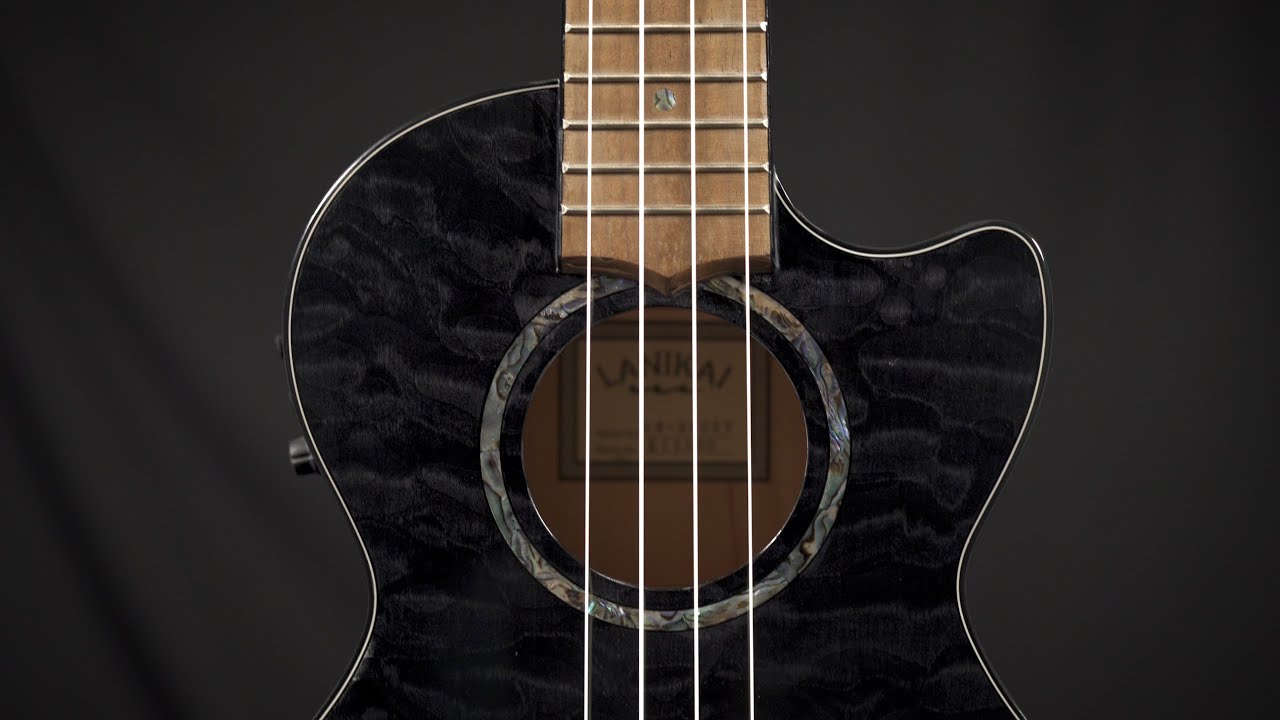 Lanikai Quilted Maple Black Tenor CE Uke - YouTube