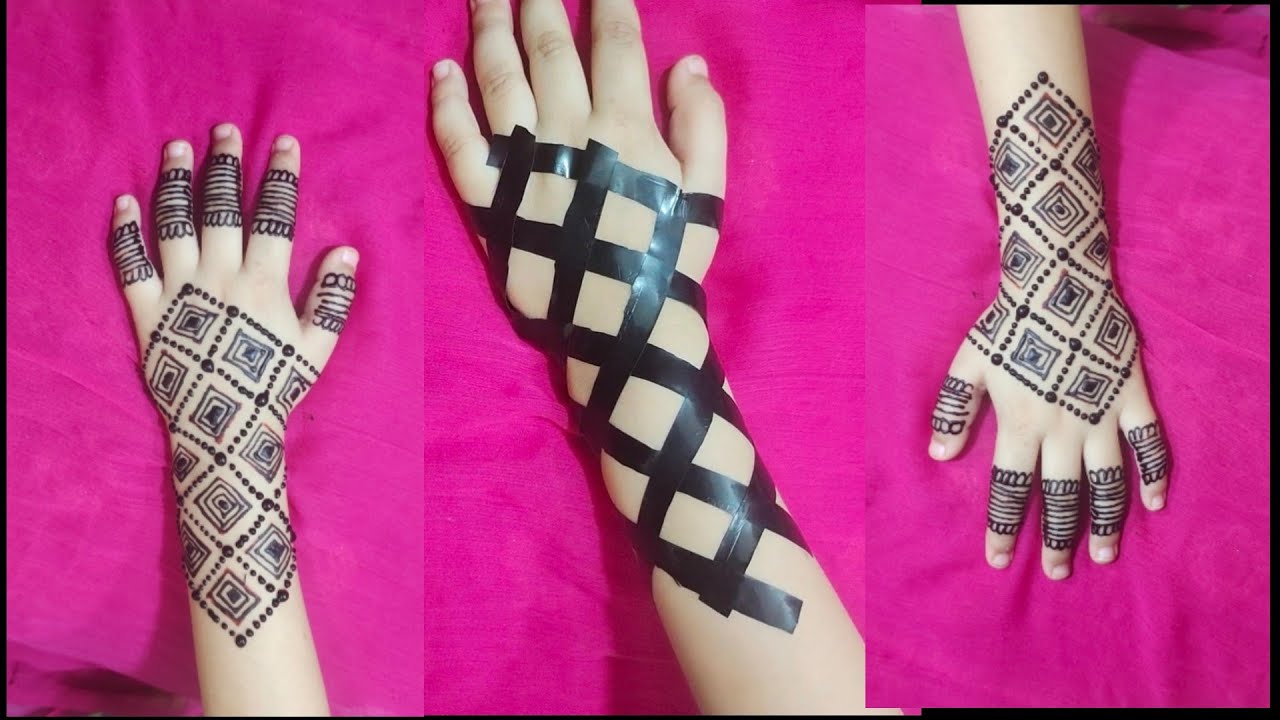 cello tape baby girl mehndi design very easy way,new mehndi design