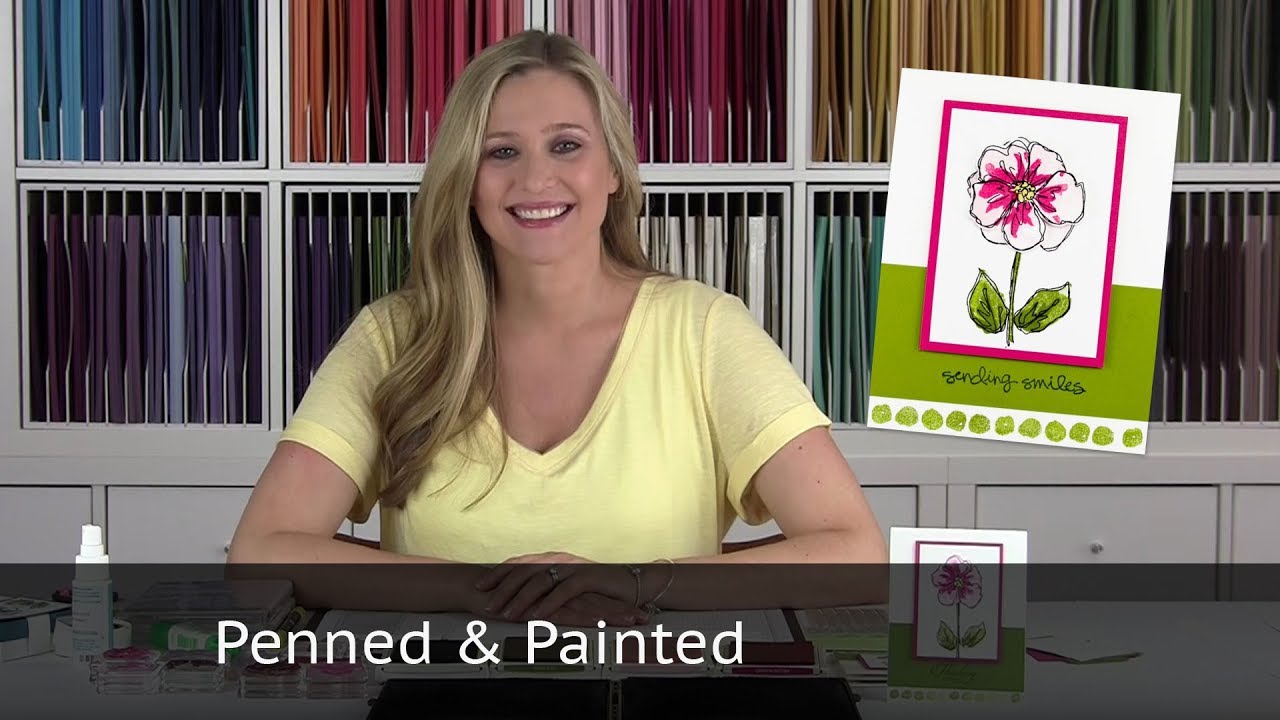 Penned & Painted Flower Card - Using Stampin Up - YouTube