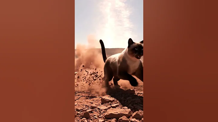 Watch the video about Siamese cat sprints after a mouse across rocky desert 8k 🏜️ #funnycat #shorts
