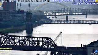 Cincinnati Skyline, Ohio River, Brent Spence Bridge - Livestream from Covington, Kentucky