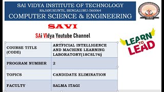 Candidate Elimination Lab Program 2