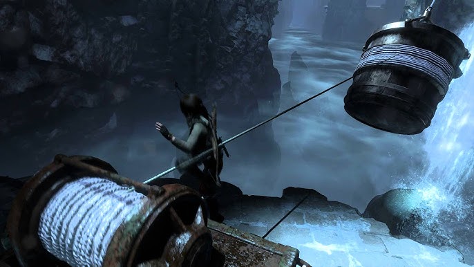 Rise of Tomb Raider Get Cart to Knock Truck Abandoned Mine Mission 