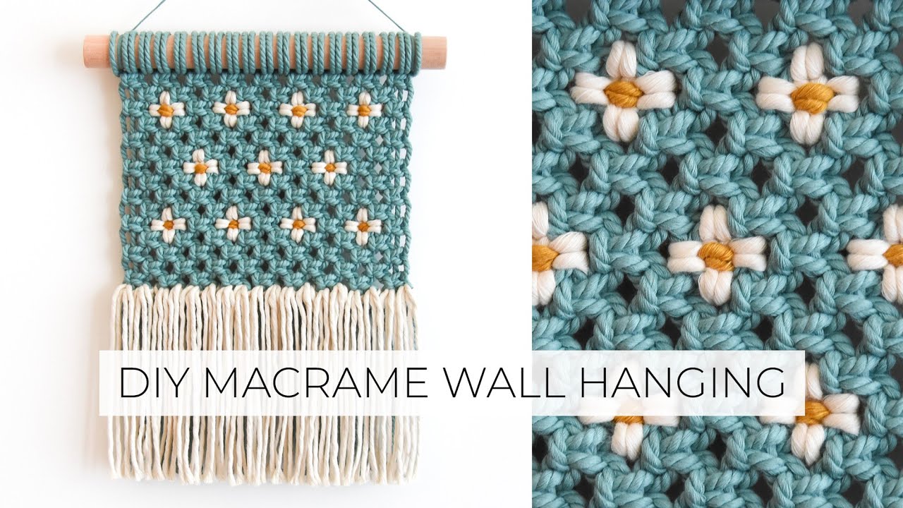 DIY MACRAME WALL HANGING with daisy flowers 🌼 | How to macrame | Step ...