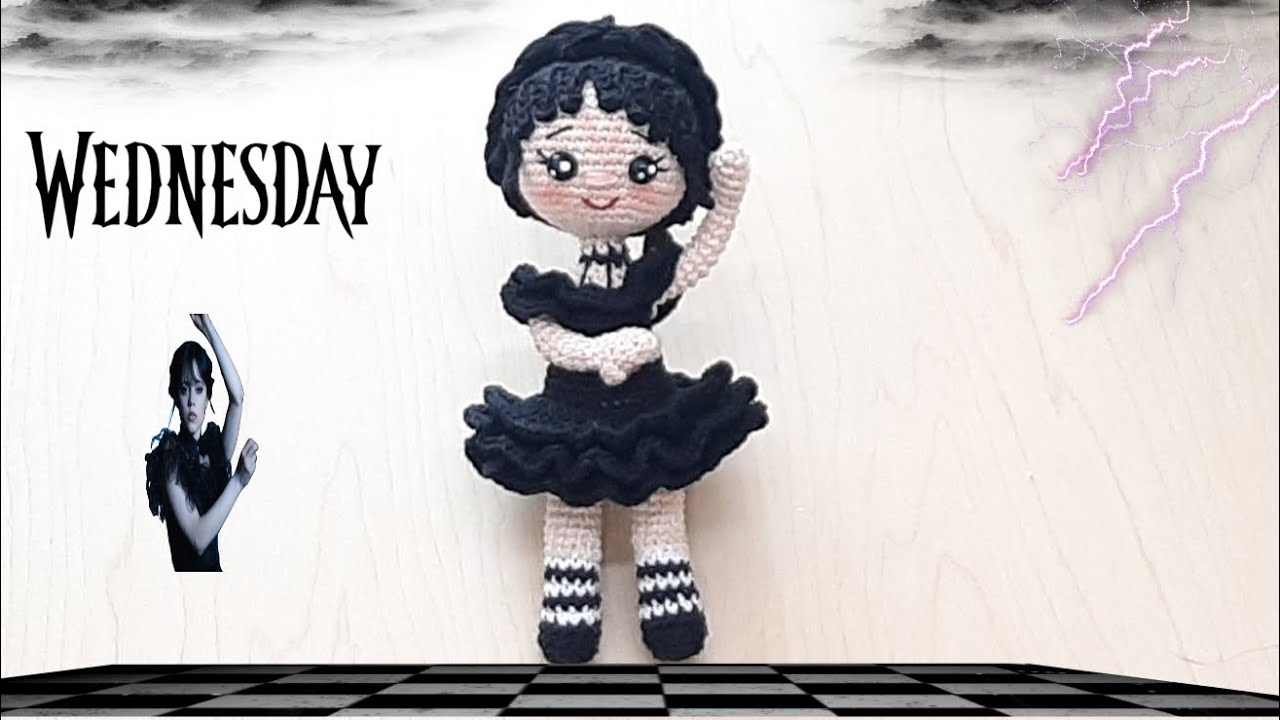 🦇🕸WEDNESDAY ADDAMS / MERLINA AMIGURUMI / TUTORIAL PASO A PASO  ( SEGUNDA PARTE)🦇🕸