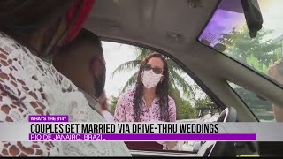 Couples get married via drive-thru weddings