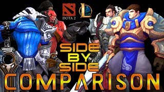 Dota 2 and League of legends - Side by Side - characters comparison