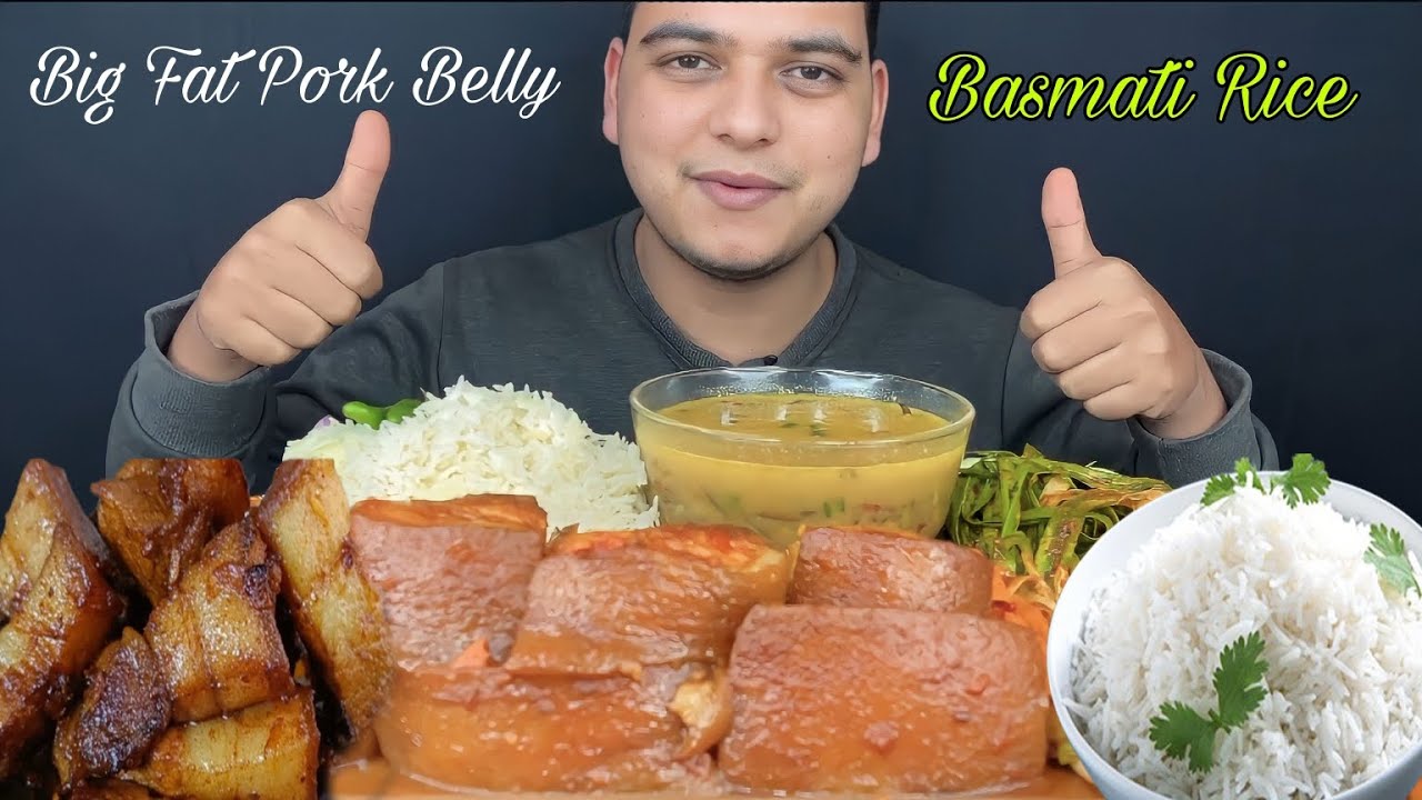 Big Fat Pork Belly Rajma Dal Kimchi Basmati Rice Asmr Eating