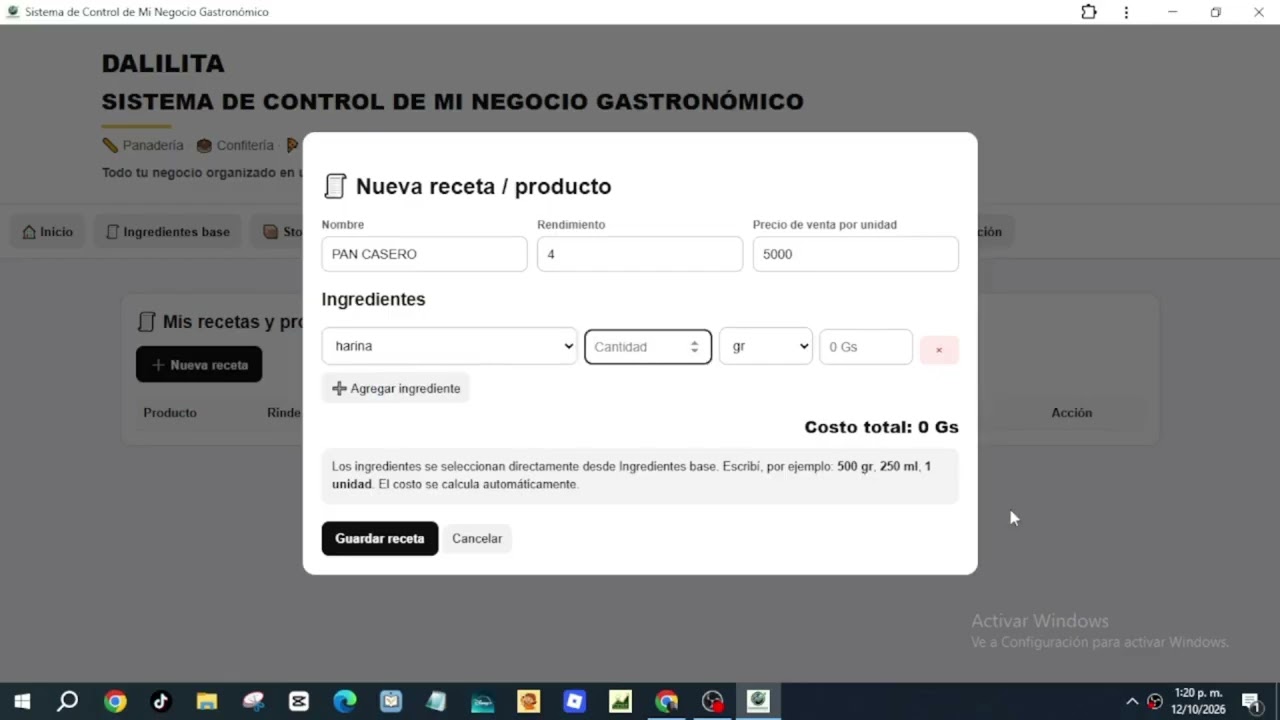 DEMO DEL SISTEMA DE CONTROL GASTRONÓMICO APP PARA CELULAR O COMPUTADORA.