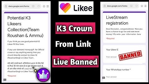 How to get k3 crwon From And Live Banned From Link in Discretion Likee App