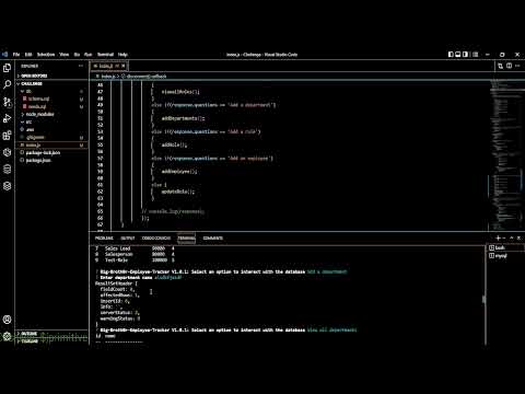 Demonstration of Employee Tracker node.js Application