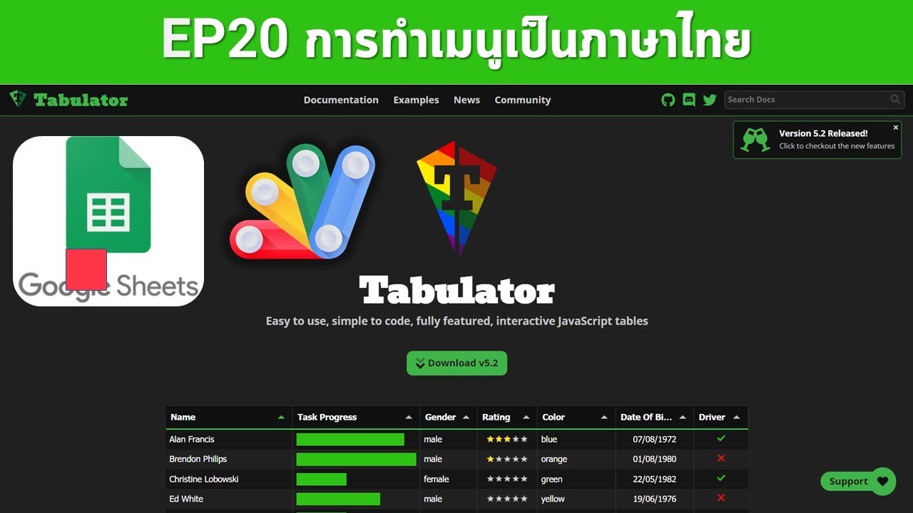 EP20 Tabulator  การทำเมนูนำทางให้เป็นภาษาไทย