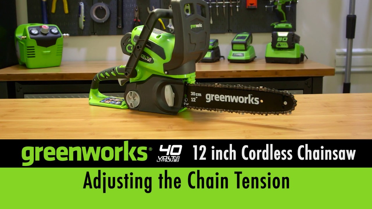 40 Volt 12 Inch Chainsaw - Adjusting the Chain Tension - YouTube
