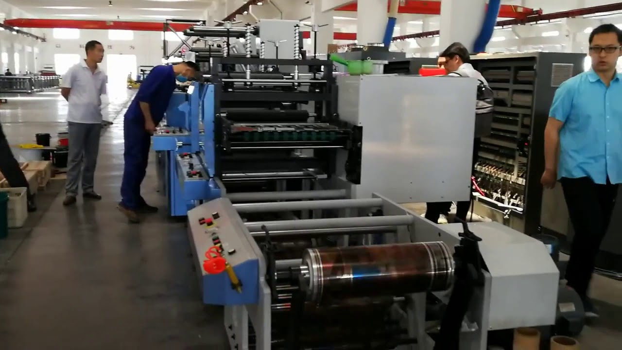 8 color plastic film flexo printing machine - YouTube