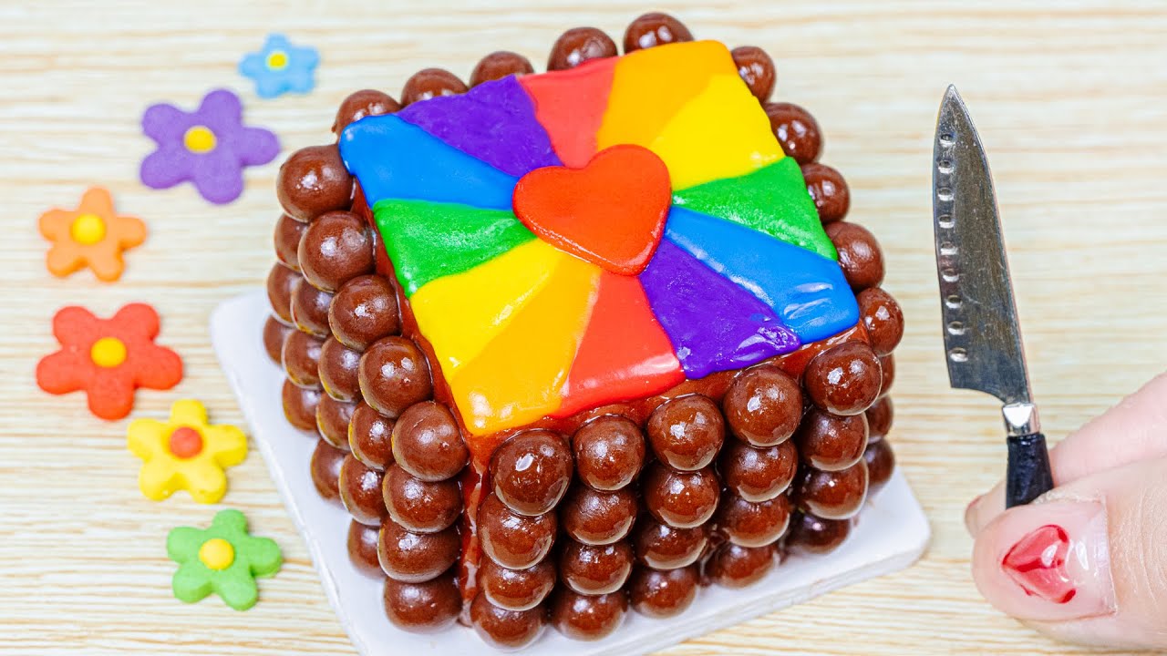 Satisfying Miniature Rainbow Chocolate Cake | Mini Chocolate Cake ...