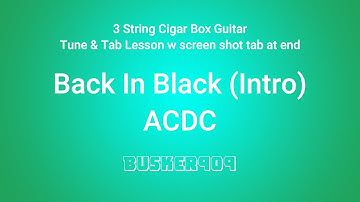 Back In Black by ACDC (intro) - "No Chat Tune & Tab" 3 String #cigarboxguitarlesson