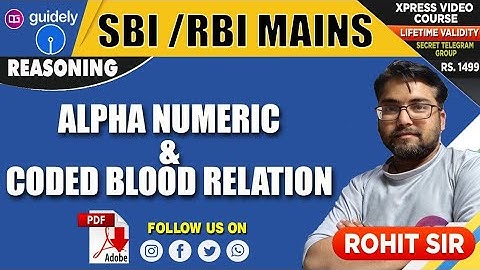 Alpha Numeric & Coded Blood Relation | Reasoning by Rohit Sir | SBI/ RBI Mains