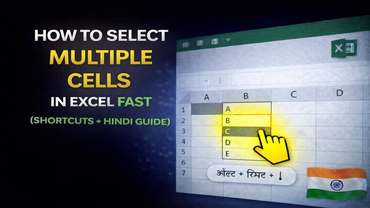 excel tutorial: how to select multiple cells in excel... HOW TO SELECT MULTIPLE CELLS IN EXCEL FAST (SHORTCUTS + HINDI GUIDE ...