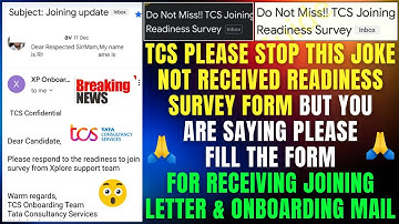 TCS IMP UPDATE MUST FILL READINESS SURVEY FORM FOR RECEIVING JOINING LETTER | 3 TYPES OF SURVEY FORM