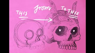 Free-hand skull drawing time lapse - Using the IPad Pro and Procreate