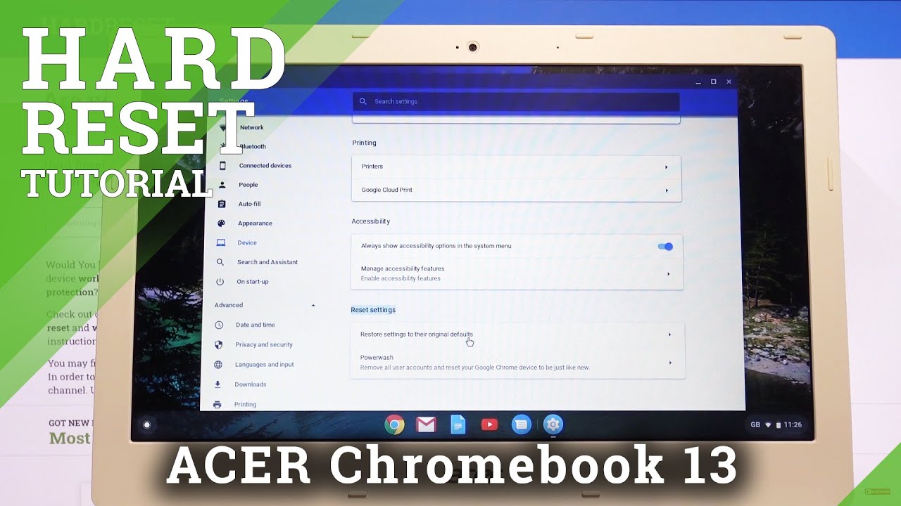 How to Factory Reset ACER Chromebook 10 – Erase Chrome OS Content & Settings