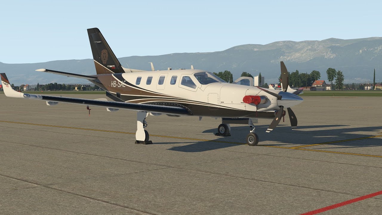 X-Plane 11 - Hot start TBM 900 - Approche et atterrissage à Genève