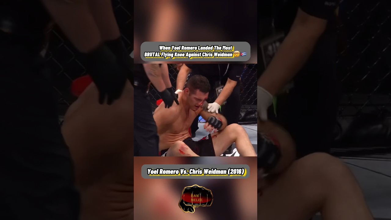 BRUTAL FLYING KNEE KNOCKOUT 🤯. Yoel Romero Vs Chris Weidman (2016). 