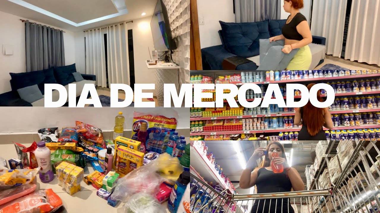 DONA DE CASA ON 🏠dia de mercado, compras do mês de fevereiro+ organizei a casa e armário 