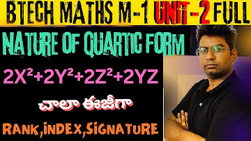 Quadratic Forms |MATRICES QUADRATIC FORMS|FIND THE RANK, Signature,index|nature of#quadraticequation