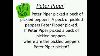 Tongue twister Peter Piper