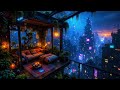 Lofi Ambient – Rainy Cyberpunk Balcony with Cozy Warm Lights | Chill Vibes for Sleep & Study | 4K