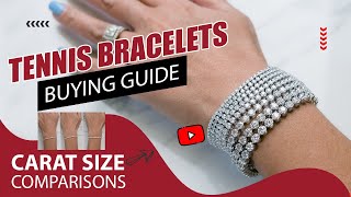 Tennis Bracelet Buying Guide - Diamond Carat comparisons on a hand 1 carat-2, 3,4,5,7,8,10 carat