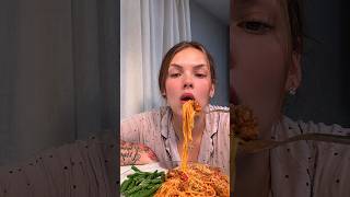 Beautiful Woman Enjoys Homemade Healthy Spaghetti 🍝😍 | daily vlog