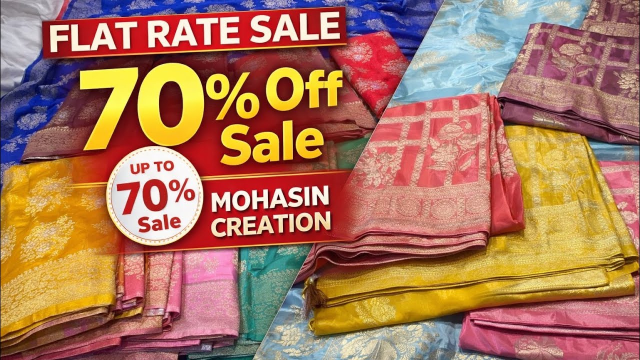 Flat Rate Sale | 70% Off Banarasi Silk Saree  | 395/- 795/- 999/- Mohsin Creation 