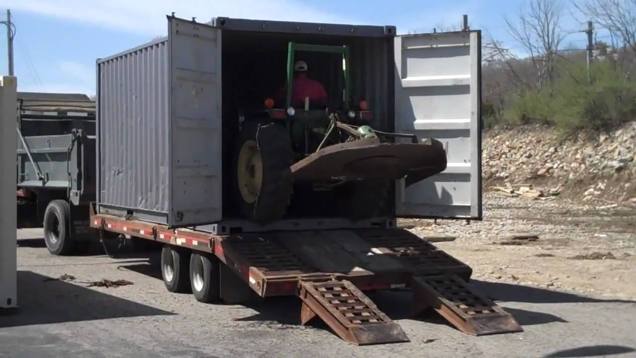John Deere Tractor Loaded In A Shipping Container - YouTube