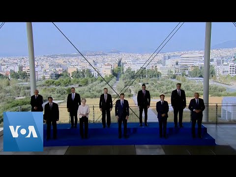 Southern EU Leaders take Family Photo at Greece Summit.