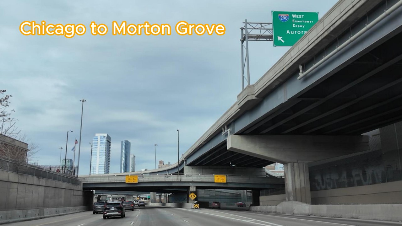 Driving from Chicago to Morton Grove, IL via reversible Express Lanes & I-94 Expressway