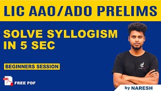 How to solve Syllogism in 5 seconds ? by Nareshkumar | LIC AAO & ADO Prelims | Veranda Race