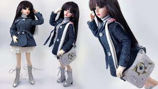 BJD Doll Casual Outfit with Jacket Tutorial / DIY Barbie Dress / Cara Membuat Jaket, sepatu, wig BJD