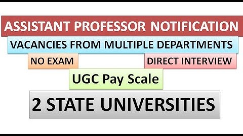 Assistant Professor Vacancies in 2 State Universities | Non UGC NET | Direct Interview