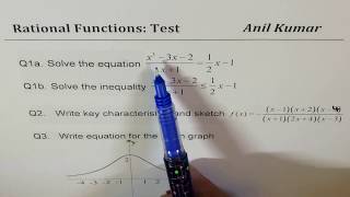 Rational Functions Equation Inequality and Graph from Previous Test Paper MHF4U