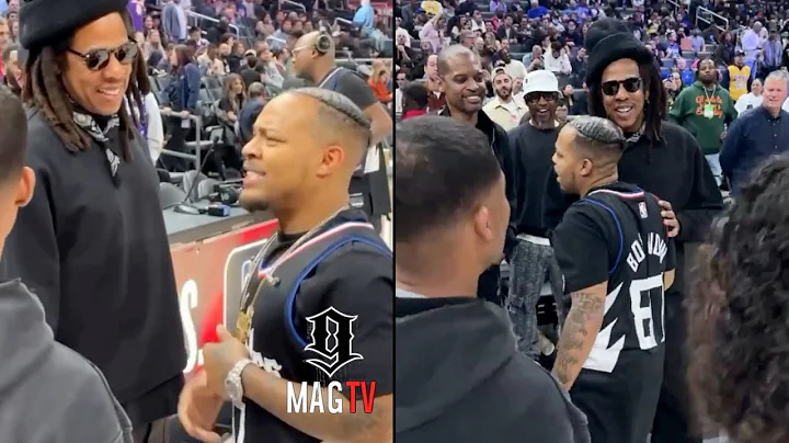 Bow Wow Daps Up Jay Z Before Performing At The Clippers Game! 🎤