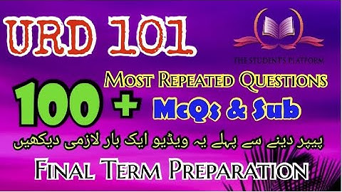 URD101 Final Term Preparation McQs Subjective Files The Student