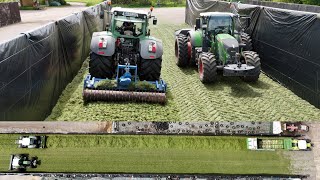 FENDT 724 & FENDT 936 am Silo verdichten / FENDT 826 & CLAAS AXION 870 bringen Nachschub / 4K